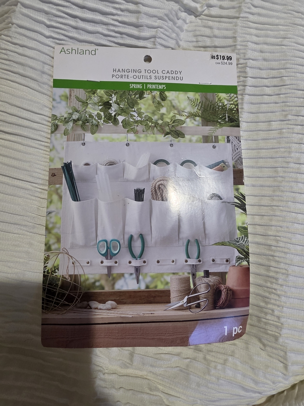 Ashland White Hanging Tool Caddy with Teal Hook Accents